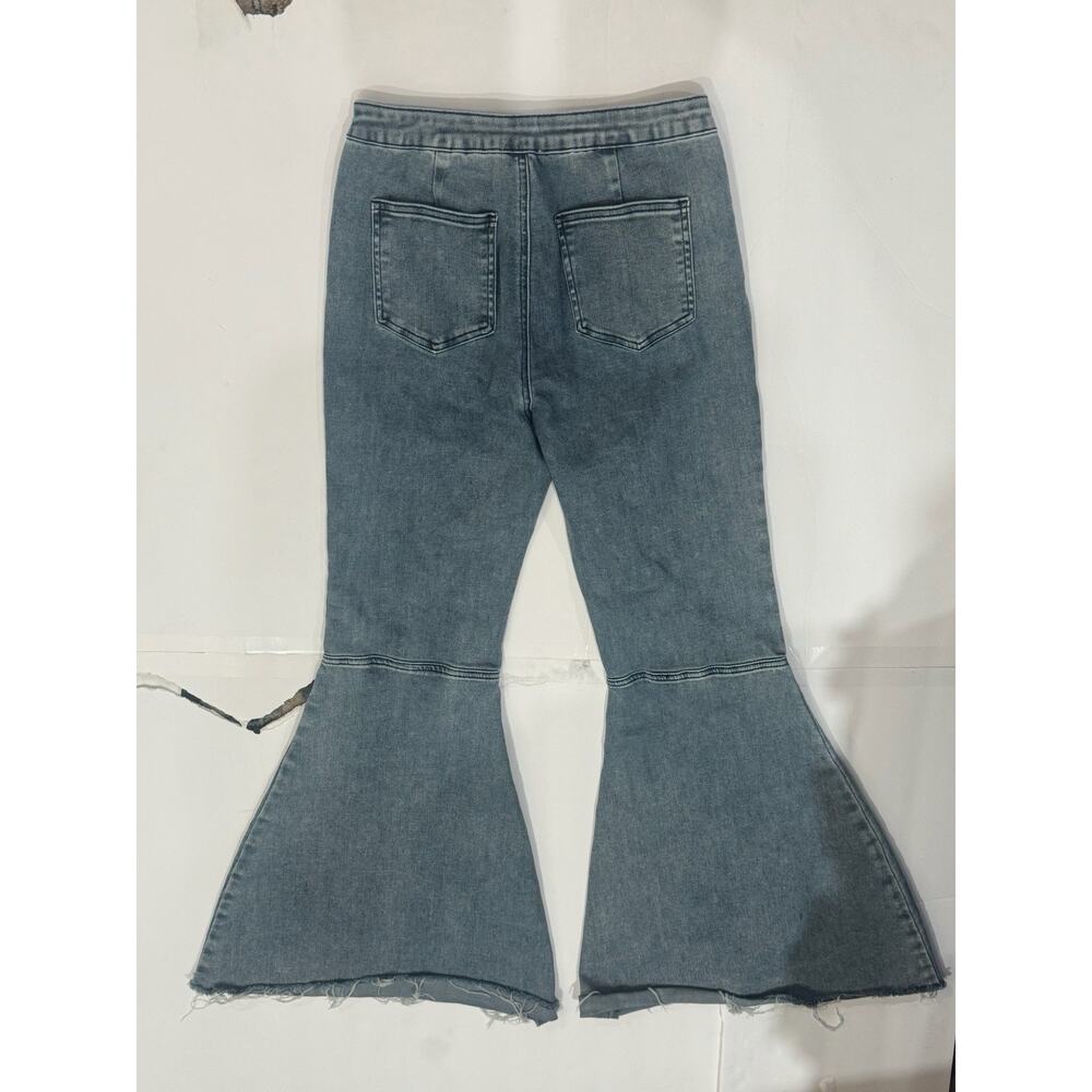 Before You Just Float On Flare Jeans Bell Bottoms RAW Hem Hi-Rise Size M - Picture 4 of 5